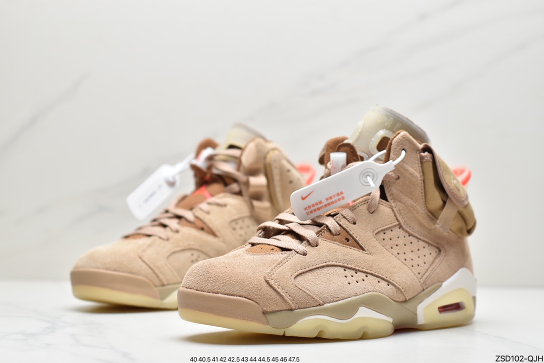 320 Travis Scott x Air Jordan 6 Retro“Gold Digger” 卡其色 DH0690-200