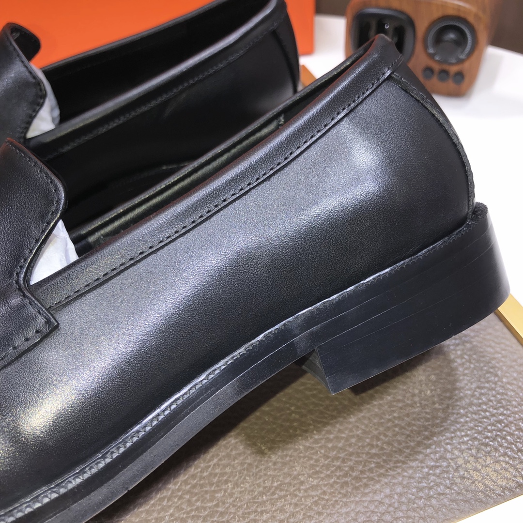 Hermes Men's Black Leather Loafers with Silver Hardware, Sizes 38-44 9 i1639677147 7153 7