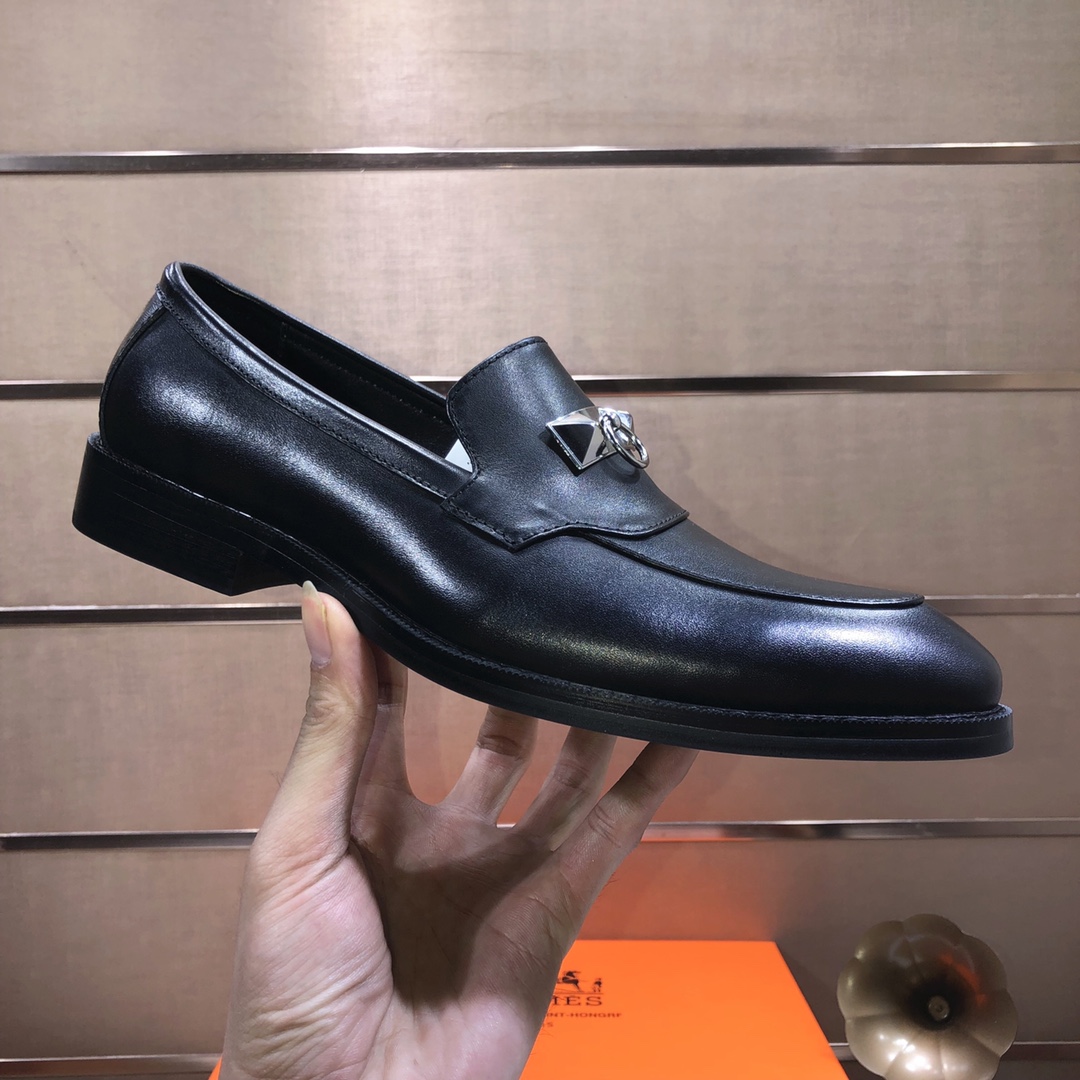Hermes Men's Black Leather Loafers with Silver Hardware, Sizes 38-44 7 i1639677147 8258 5