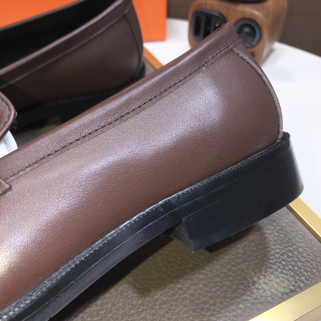 Hermes Men's Formal Leather Loafers Dress Shoes - Brown, Sizes 38-44 9 i1639677181 5295 7