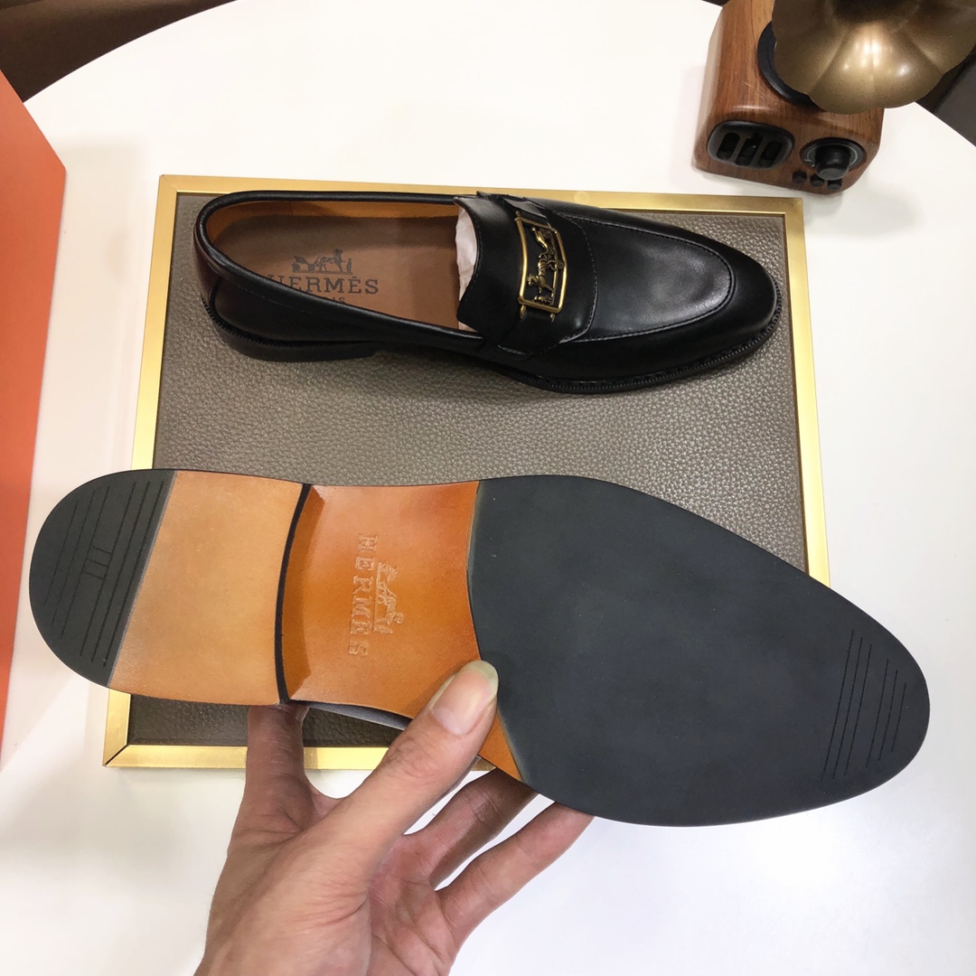 Hermes Men's Black Leather Loafers with Gold-Tone Hardware, Sizes 38-44 10 i1639677205 1360 8