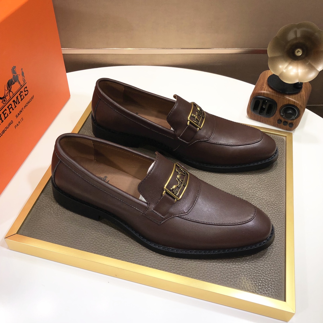 Hermes Men's Brown Leather Loafers with Horsebit Detail - Size 38-44 4 i1639677231 3941 2