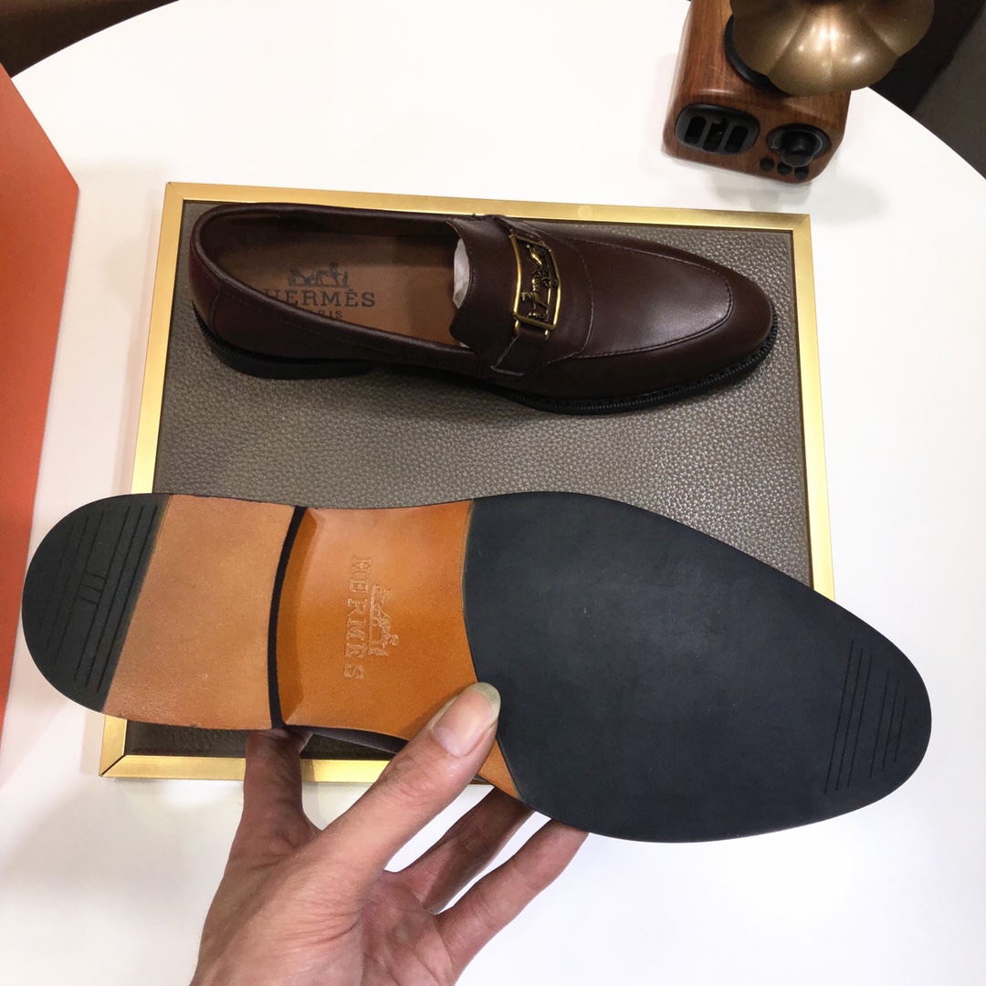 Hermes Men's Brown Leather Loafers with Horsebit Detail - Size 38-44 10 i1639677231 4345 8