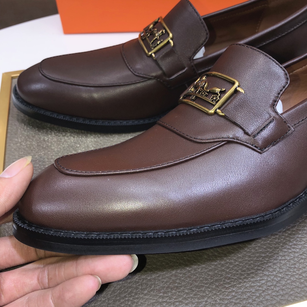 Hermes Men's Brown Leather Loafers with Horsebit Detail - Size 38-44 8 i1639677231 6962 6