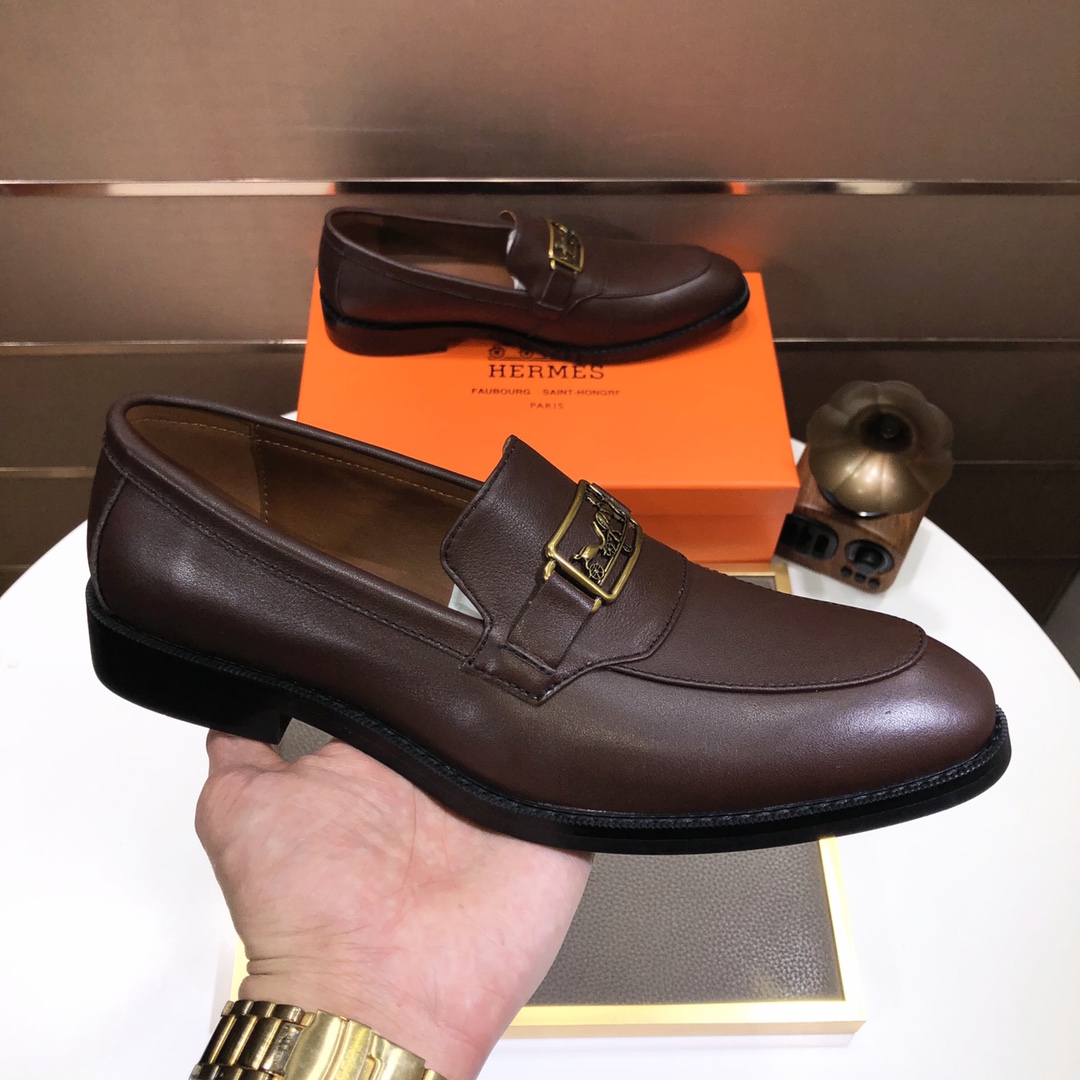 Hermes Men's Brown Leather Loafers with Horsebit Detail - Size 38-44 5 i1639677231 9325 3