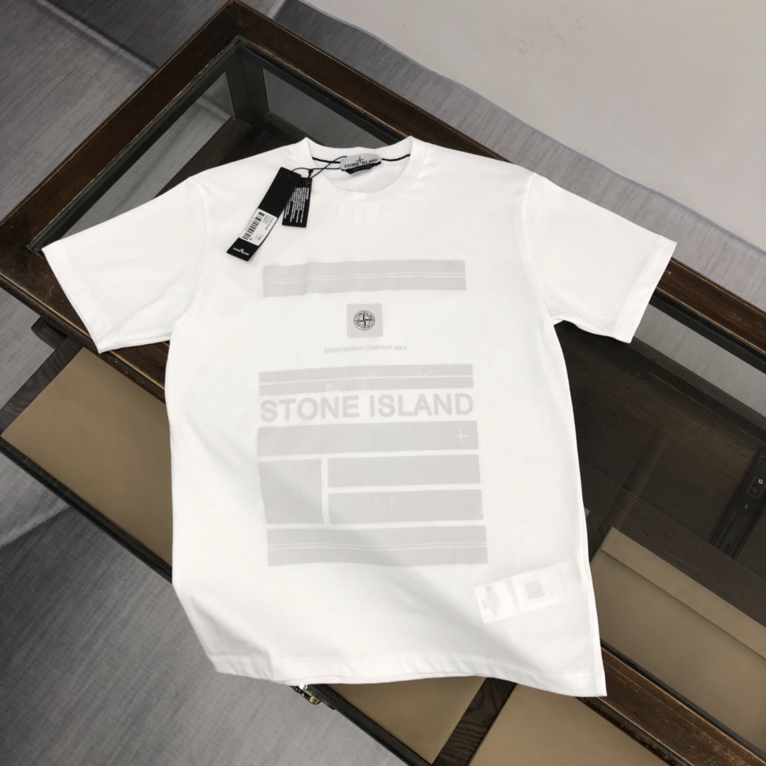 Stone Island 7 Star
 Clothing T-Shirt Black Blue White Cotton Fashion Casual