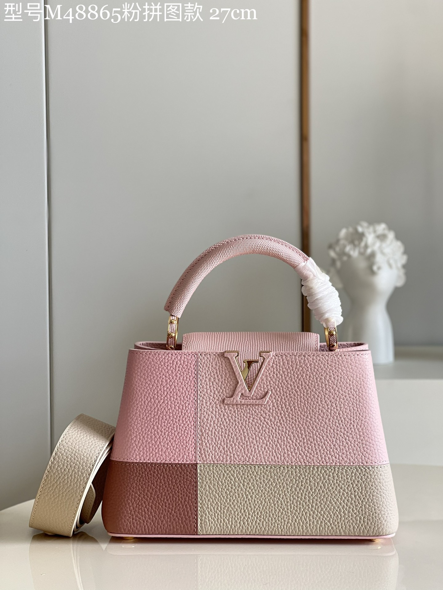 Louis Vuitton LV Capucines AAAA
 Bags Handbags Pink Splicing Taurillon Cowhide Snake Skin M48865