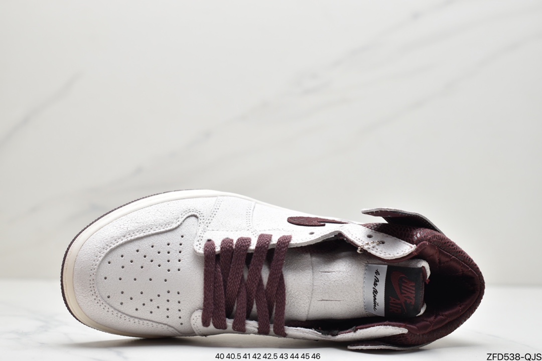 280  Maniére x Nike Air Jordan 1 Retro High OG ”White Sail/Maroon”AJ1代经典复古经典高帮百搭文化篮球鞋“帆白酒红蛇纹”DO7097-100