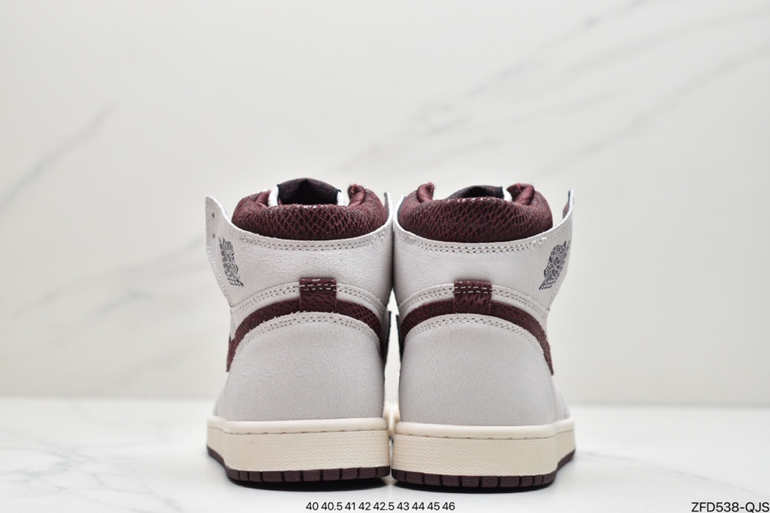 280  Maniére x Nike Air Jordan 1 Retro High OG ”White Sail/Maroon”AJ1代经典复古经典高帮百搭文化篮球鞋“帆白酒红蛇纹”DO7097-100