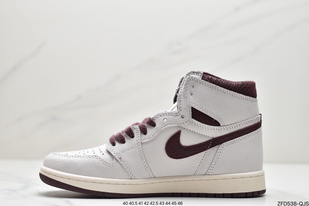 280  Maniére x Nike Air Jordan 1 Retro High OG ”White Sail/Maroon”AJ1代经典复古经典高帮百搭文化篮球鞋“帆白酒红蛇纹”DO7097-100