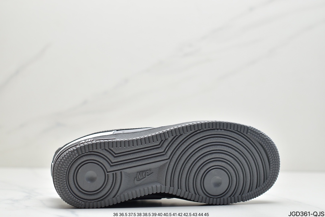 180 耐克Nike Air Force 1 Low 黑白灰拼接 空军一号低帮百搭休闲运动板鞋 553689-609