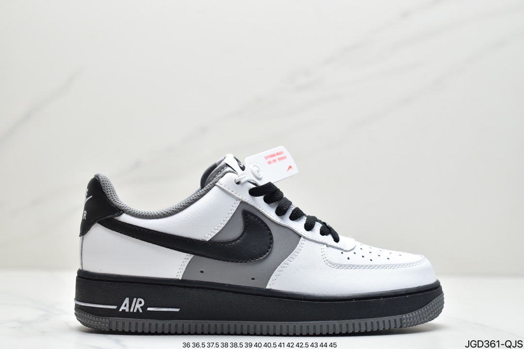 180 耐克Nike Air Force 1 Low 黑白灰拼接 空军一号低帮百搭休闲运动板鞋 553689-609