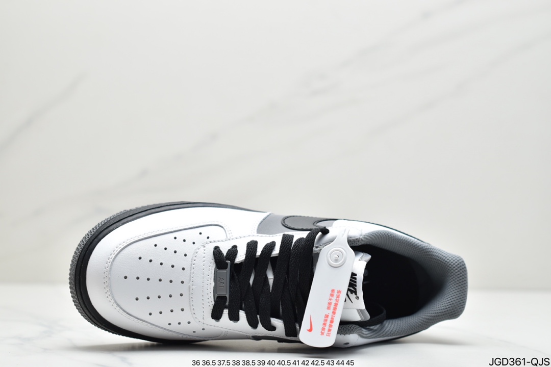 180 耐克Nike Air Force 1 Low 黑白灰拼接 空军一号低帮百搭休闲运动板鞋 553689-609