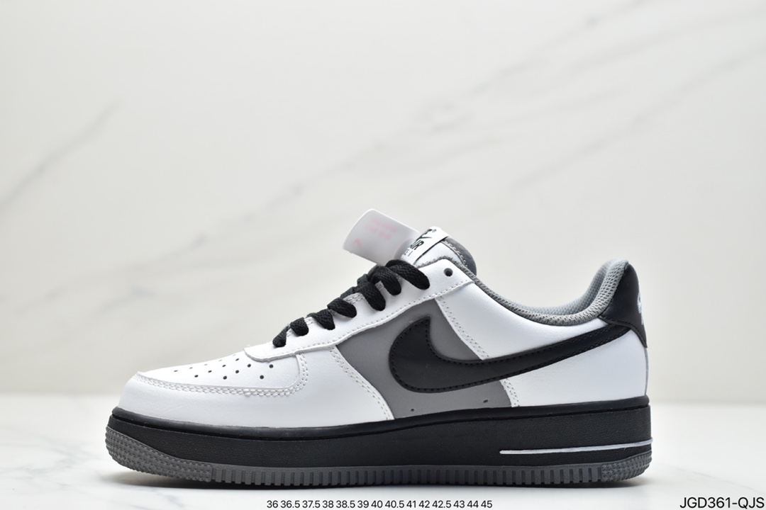 180 耐克Nike Air Force 1 Low 黑白灰拼接 空军一号低帮百搭休闲运动板鞋 553689-609