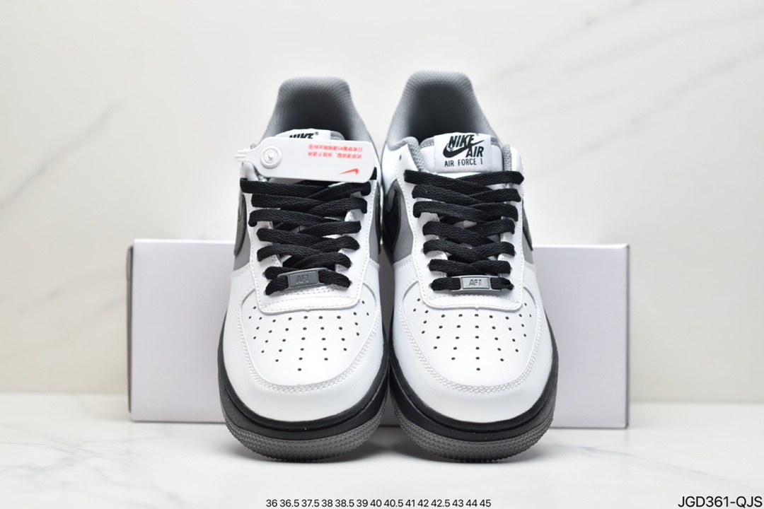 180 耐克Nike Air Force 1 Low 黑白灰拼接 空军一号低帮百搭休闲运动板鞋 553689-609