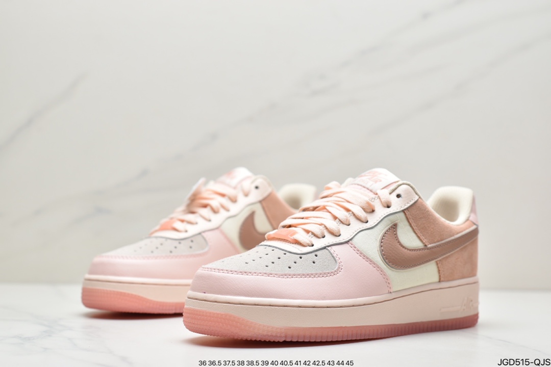 180 耐克 Nike Air Force 1 Low ’07 PRM 浅粉拼接 空军一号低帮百搭休闲运动板鞋 896185-603