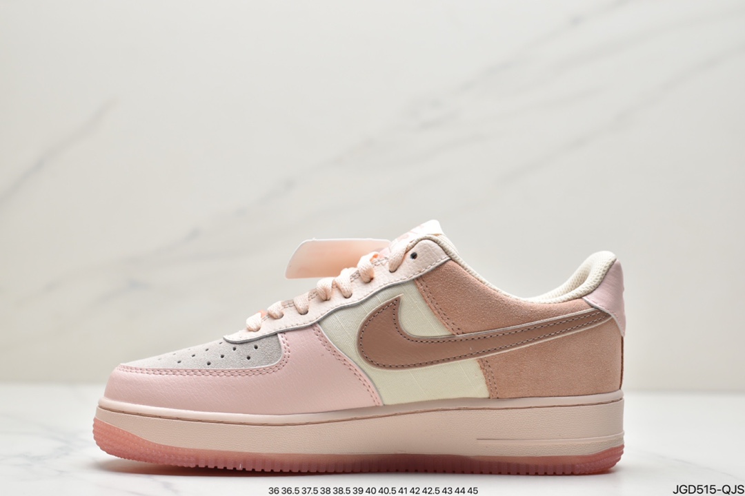 180 耐克 Nike Air Force 1 Low ’07 PRM 浅粉拼接 空军一号低帮百搭休闲运动板鞋 896185-603