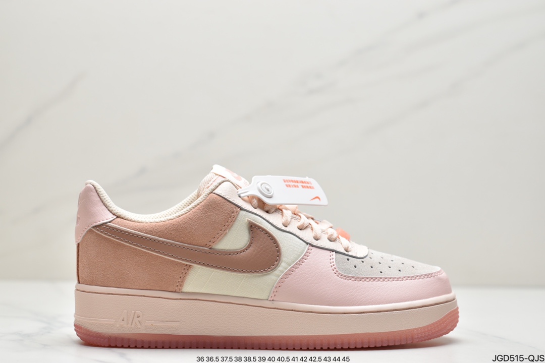 180 耐克 Nike Air Force 1 Low ’07 PRM 浅粉拼接 空军一号低帮百搭休闲运动板鞋 896185-603