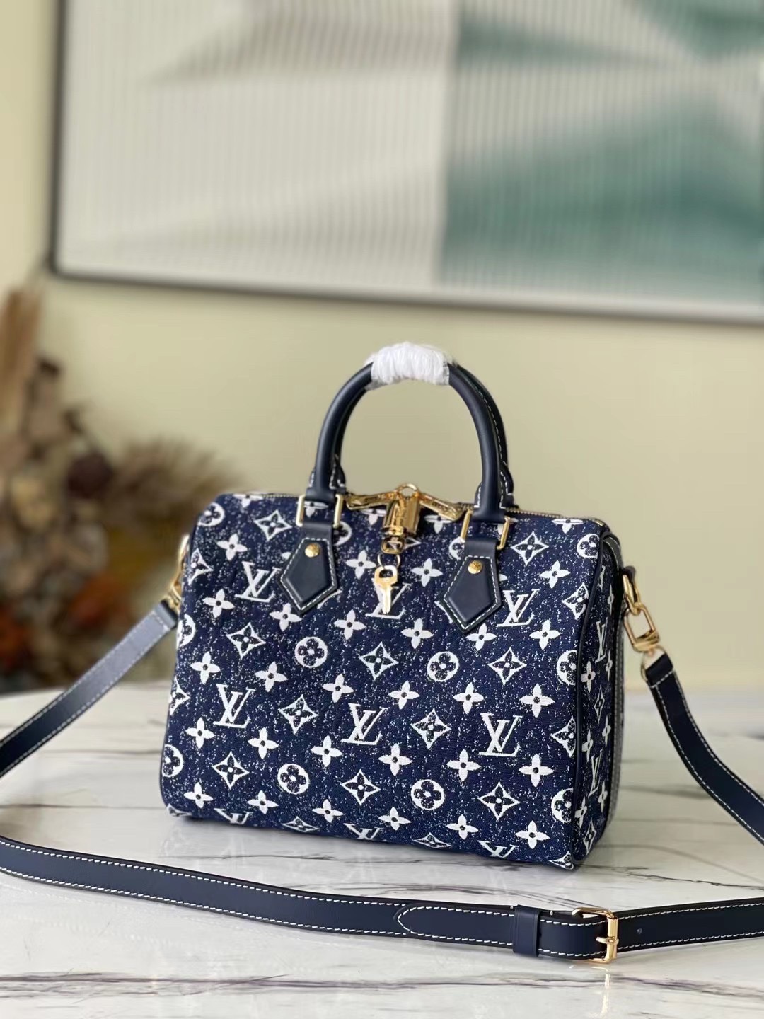 Louis Vuitton LV Speedy Bags Handbags Blue Denim M59609