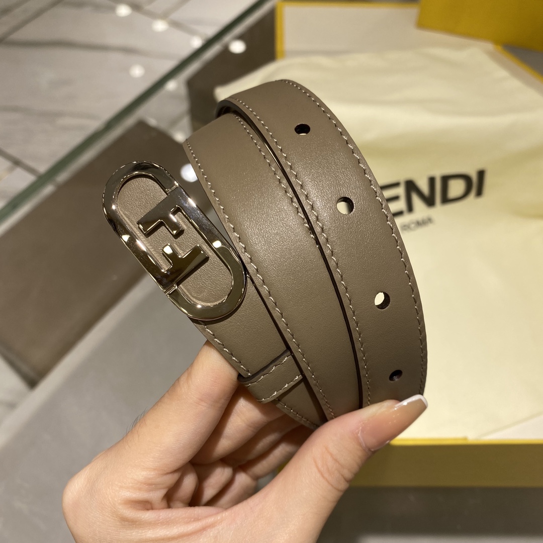 [Fendi Belts]FF* Concise Classic FF Silver Button simplifying and simplifying