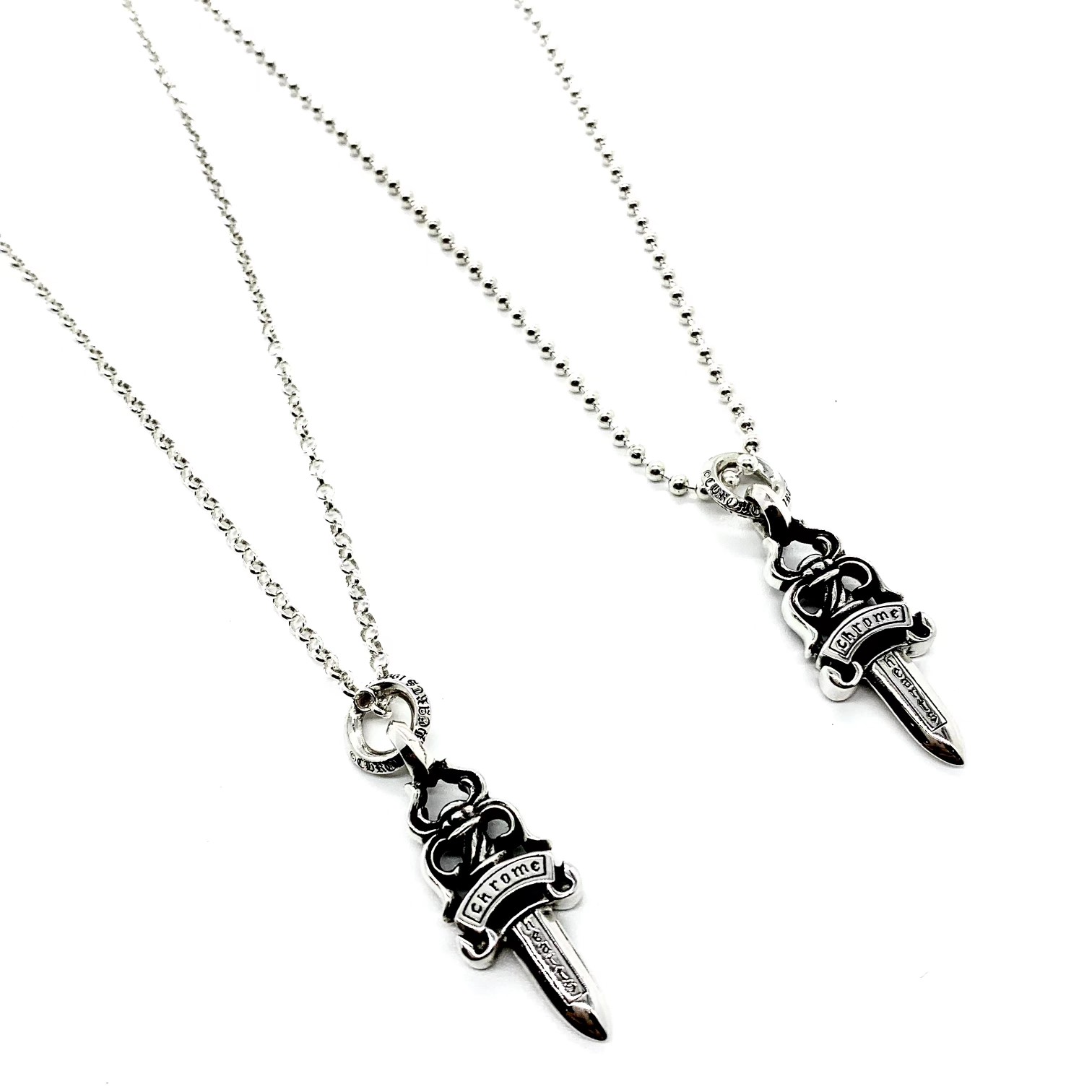 Chrome Hearts 𝐂𝐡𝐫𝐨𝐦𝐞 𝐡𝐞𝐚𝐫𝐭𝐬 克罗心 字母环宝剑项链