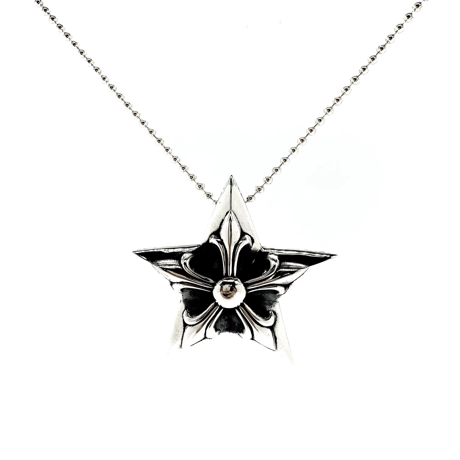 Chrome Hearts 𝐂𝐡𝐫𝐨𝐦𝐞 𝐡𝐞𝐚𝐫𝐭𝐬 克罗心大五芒星项链