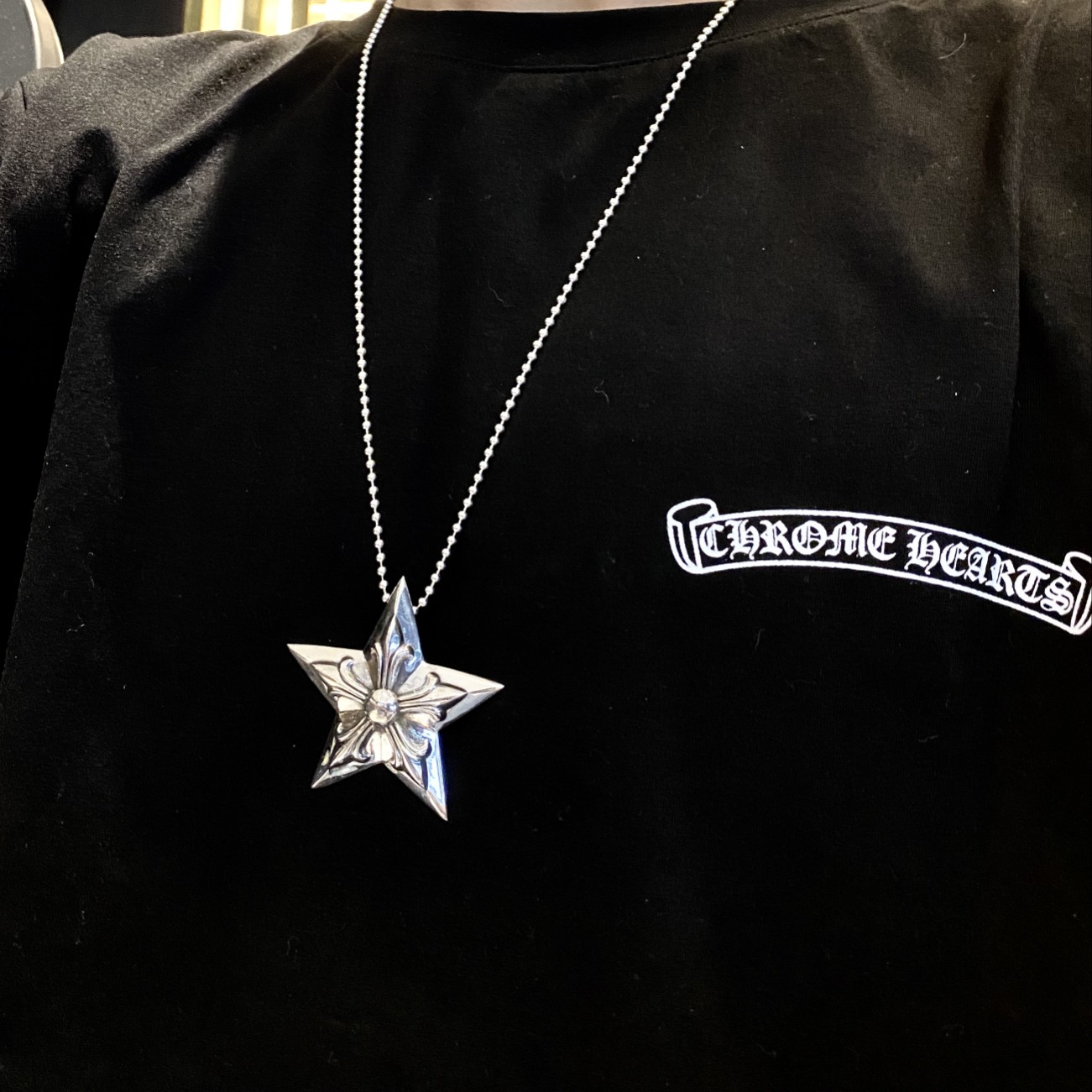 Chrome Hearts 𝐂𝐡𝐫𝐨𝐦𝐞 𝐡𝐞𝐚𝐫𝐭𝐬 克罗心大五芒星项链