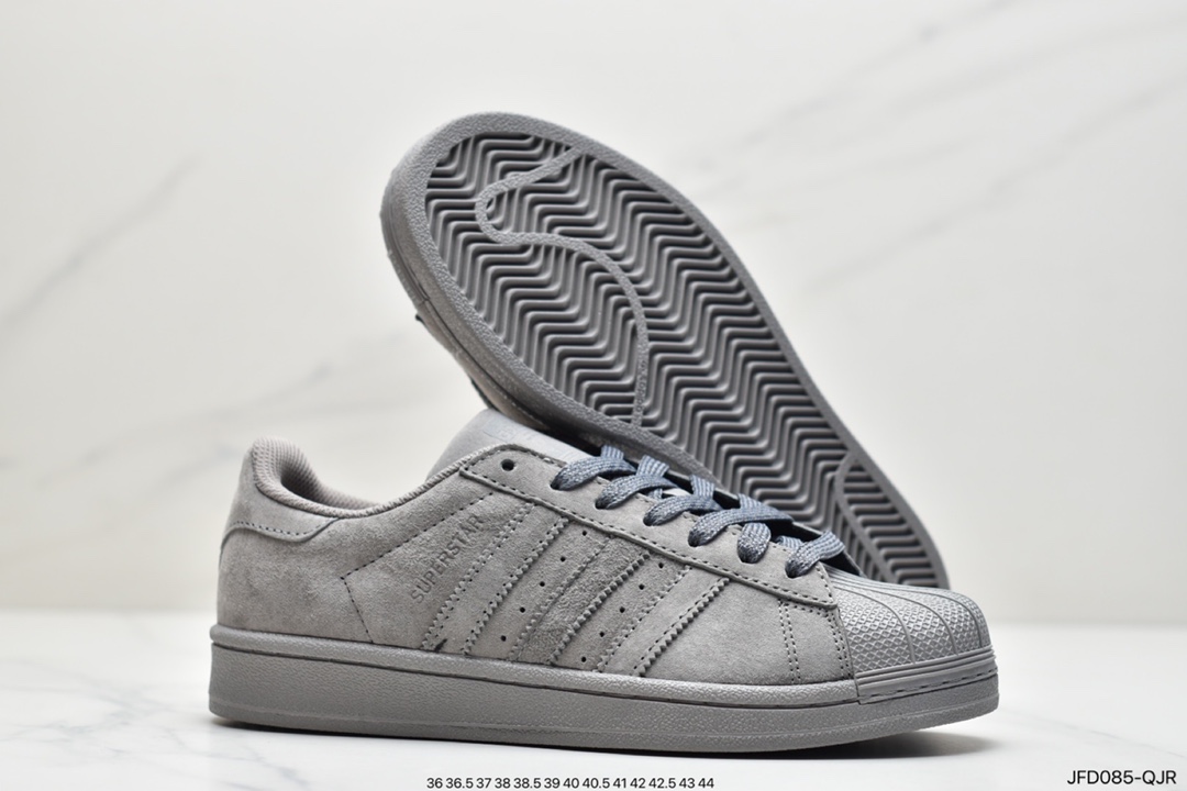 170 卫冕冠军Reigning Champ x Adidas superstar 贝壳头经典板鞋 麂皮浅灰暗灰 BS9558