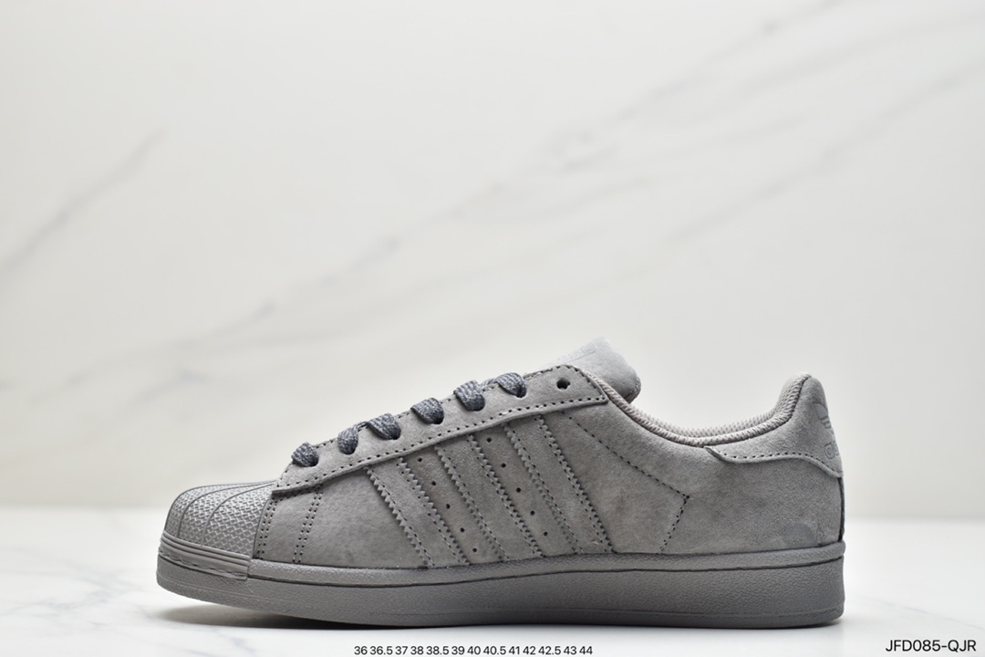 170 卫冕冠军Reigning Champ x Adidas superstar 贝壳头经典板鞋 麂皮浅灰暗灰 BS9558