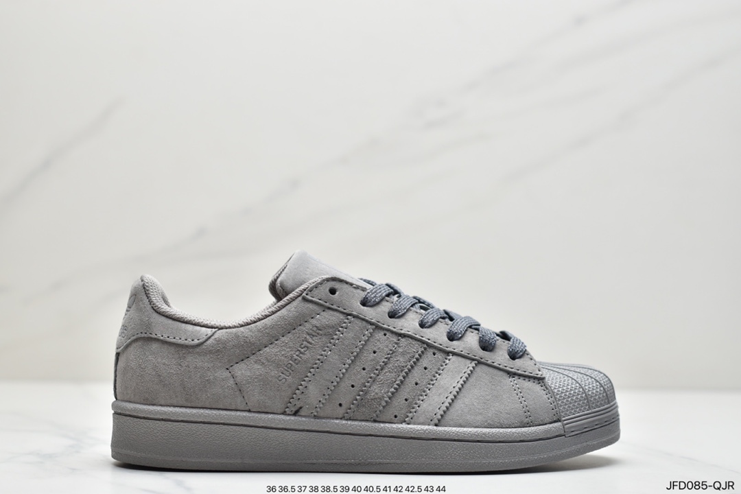 170 卫冕冠军Reigning Champ x Adidas superstar 贝壳头经典板鞋 麂皮浅灰暗灰 BS9558