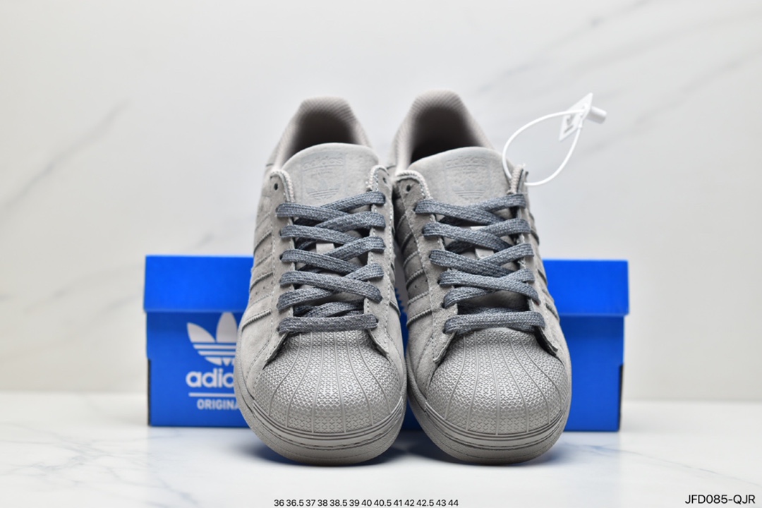 170 卫冕冠军Reigning Champ x Adidas superstar 贝壳头经典板鞋 麂皮浅灰暗灰 BS9558