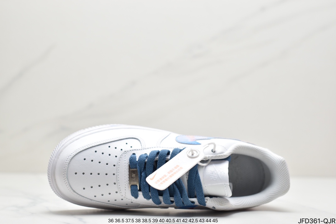 170 耐克Nike Air Force 1 07 LV8”White/Landscape Painting”空军一号经典低帮百搭休闲运动板鞋“皮革白蓝水彩涂鸦”DD8959-100