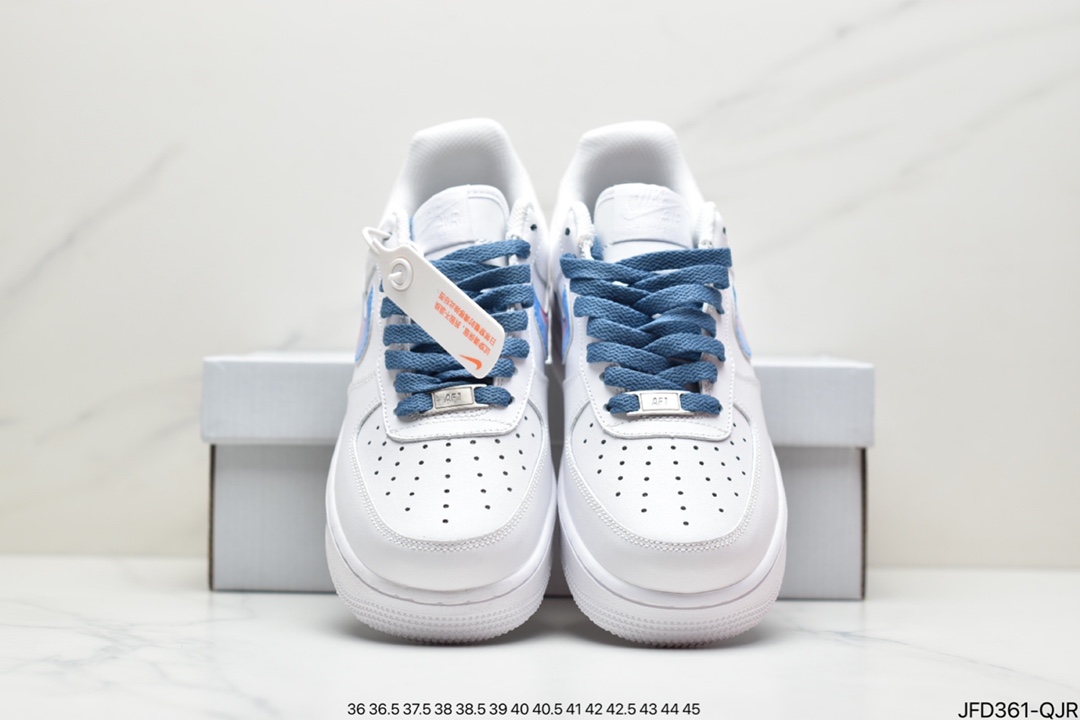 170 耐克Nike Air Force 1 07 LV8”White/Landscape Painting”空军一号经典低帮百搭休闲运动板鞋“皮革白蓝水彩涂鸦”DD8959-100