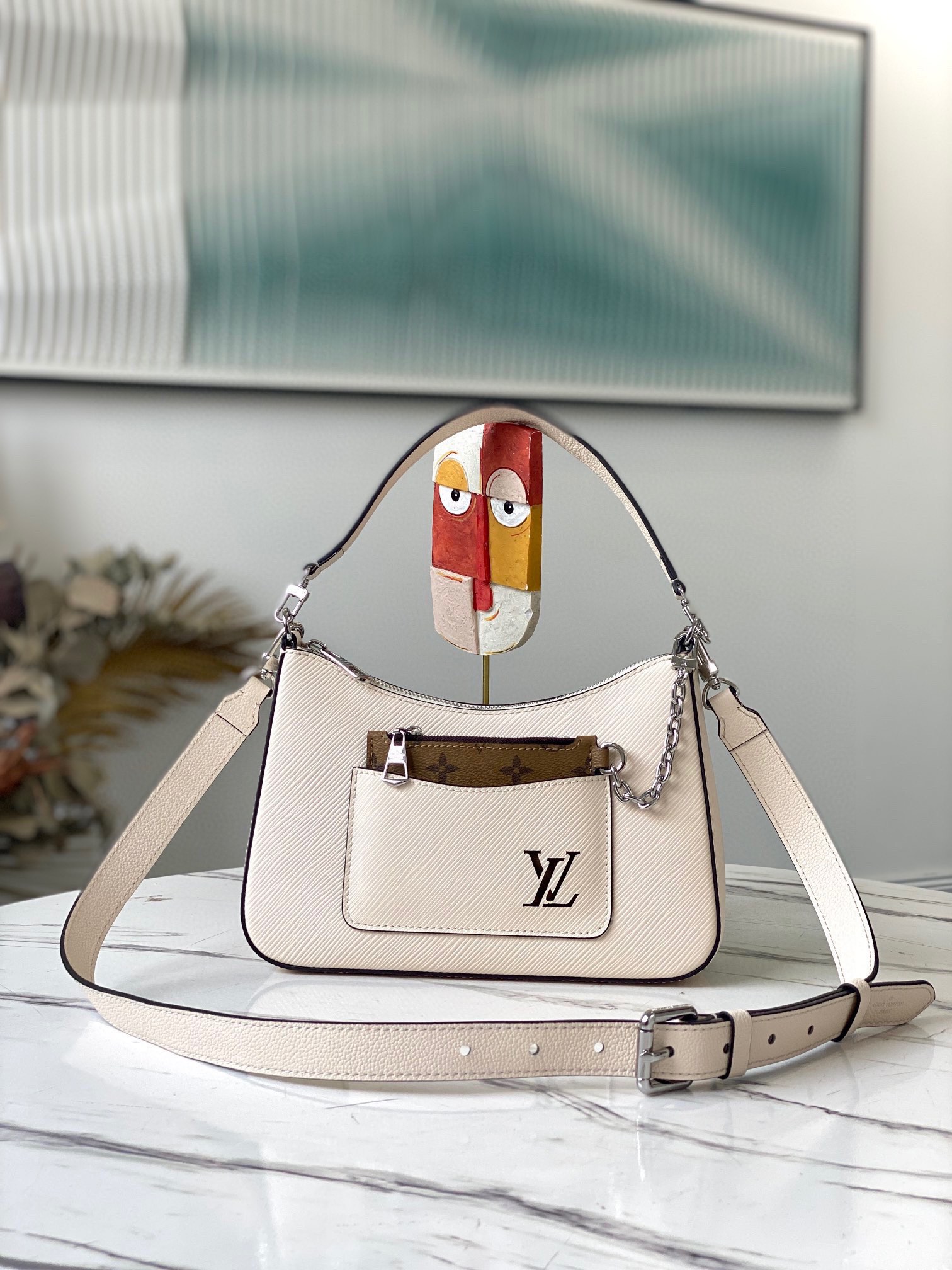 Louis Vuitton LV Marelle Bags Handbags White Epi Canvas Chains M80688
