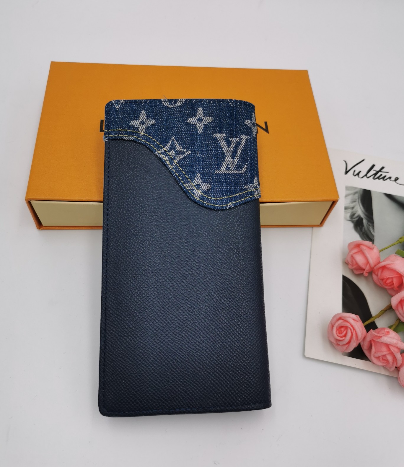 Leather bi-fold wallet interior with card slots