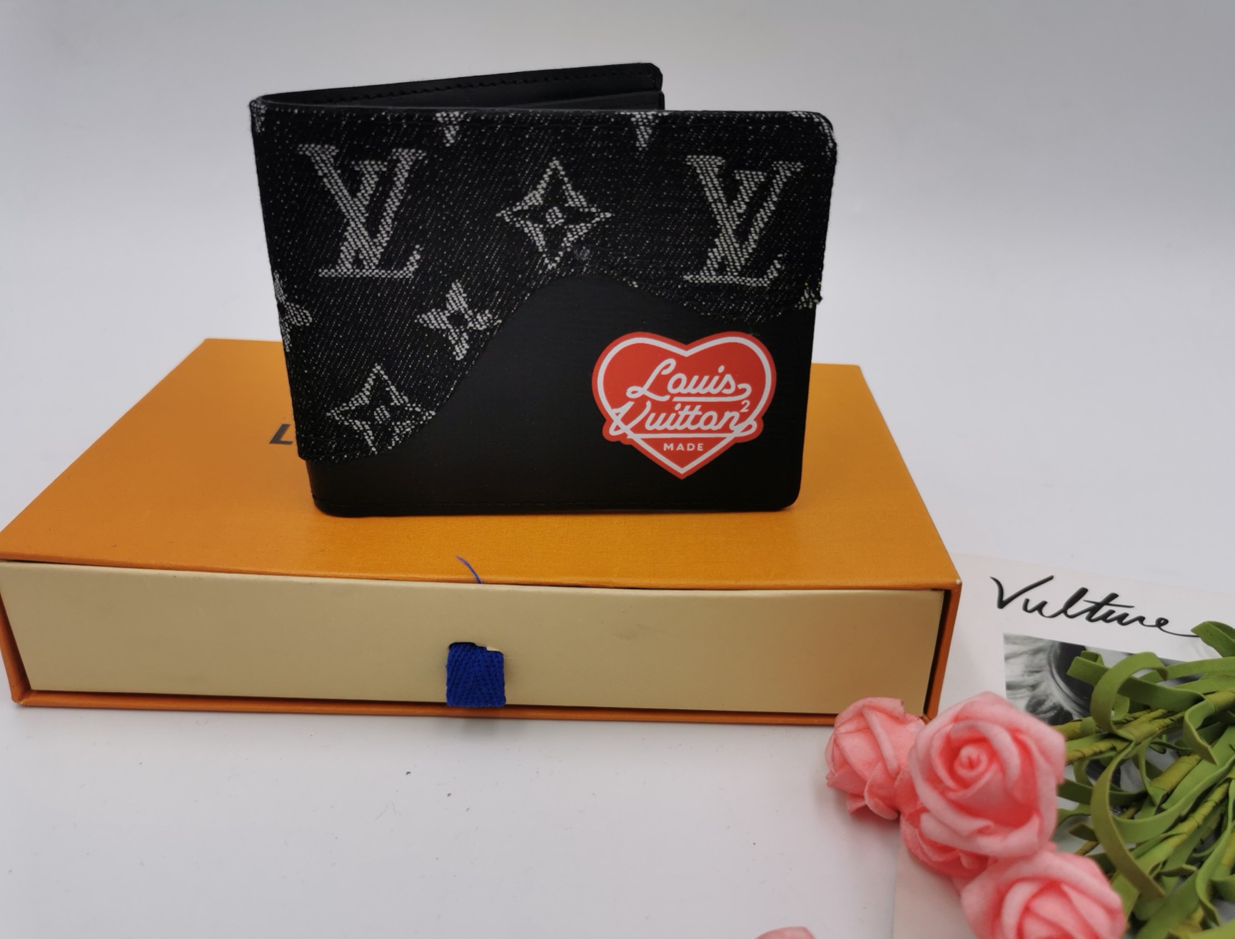 Genuine leather bifold wallet front view