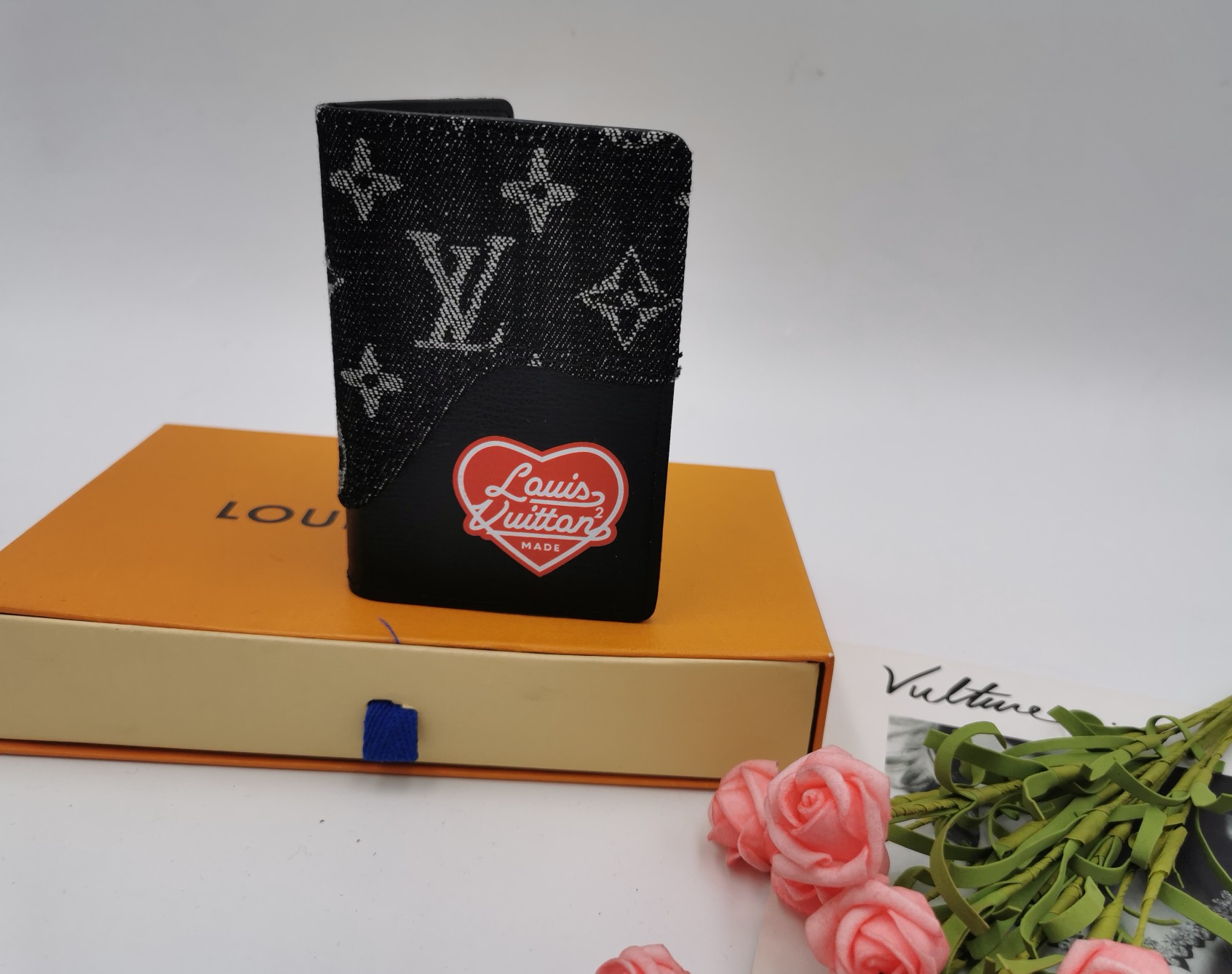 Close-up of the leather texture on a card holder