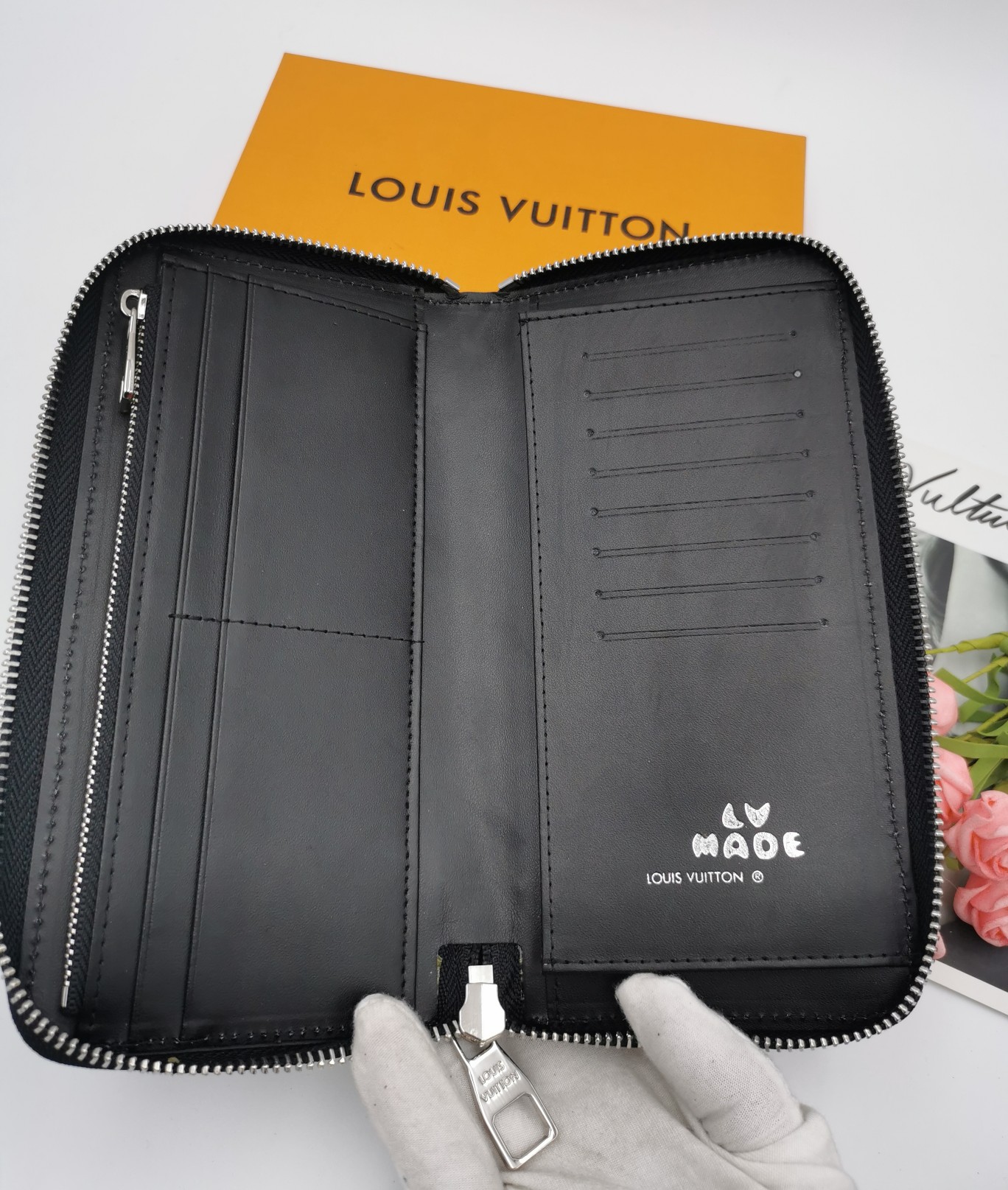 Leather wallet side view