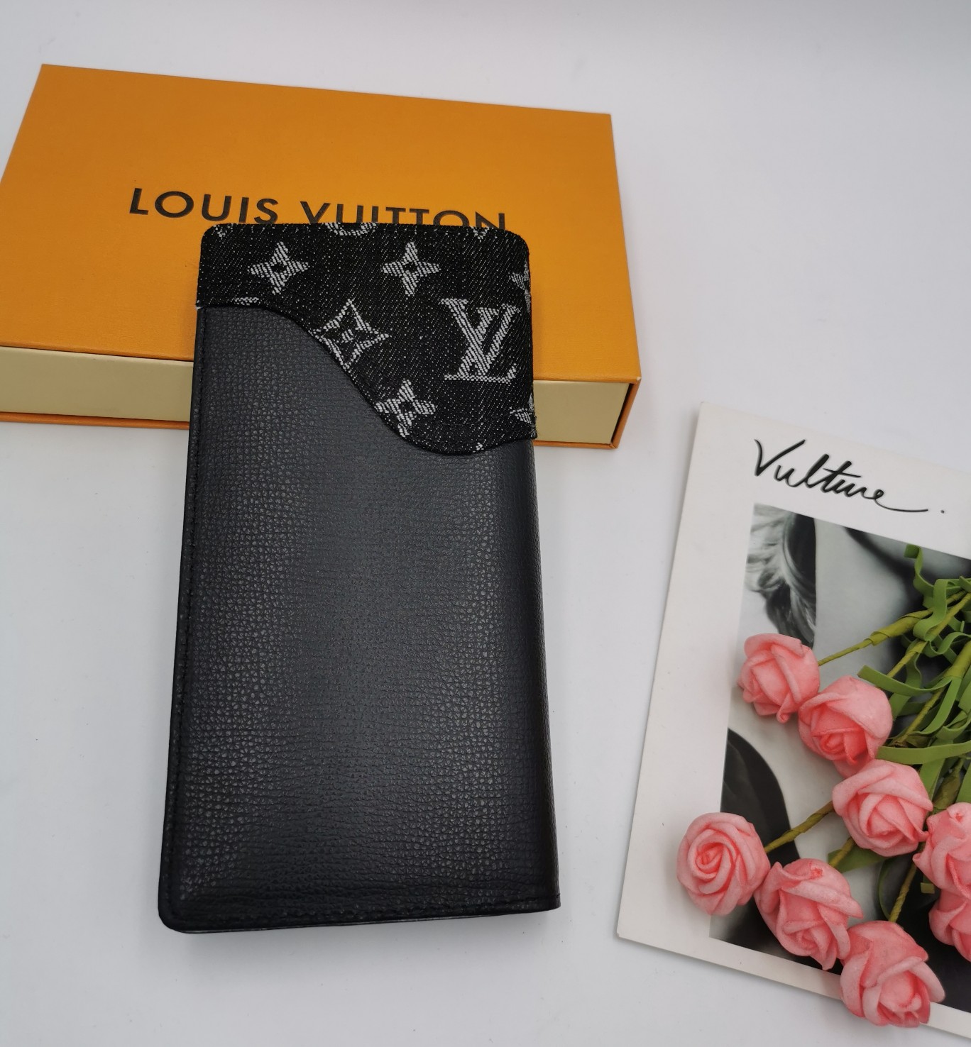 Leather bi-fold wallet interior with card slots