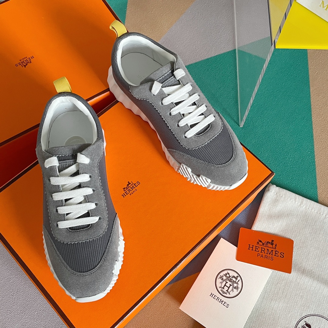 AAAAA
 Hermes Zapatos Zapatillas deportivas Diseñador de tiendas
 Universal para hombres y mujeres Lona Chamois Piel cabra Caucho oveja Tpu Casual