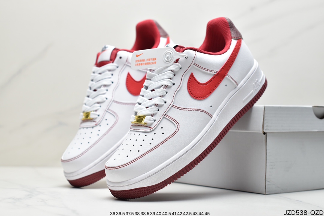 140 耐克Nike Air Force 1 手稿白红 空军一号经典低帮百搭休闲运动板鞋DA8478-101