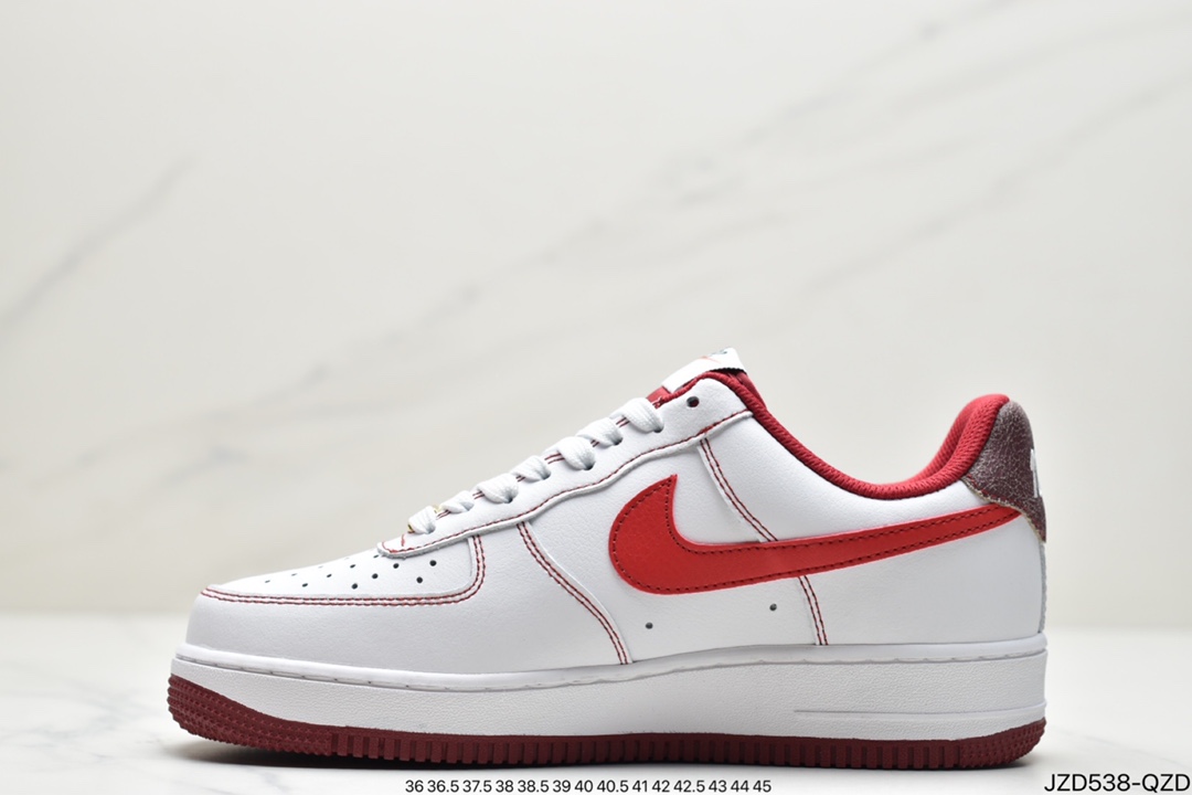 140 耐克Nike Air Force 1 手稿白红 空军一号经典低帮百搭休闲运动板鞋DA8478-101