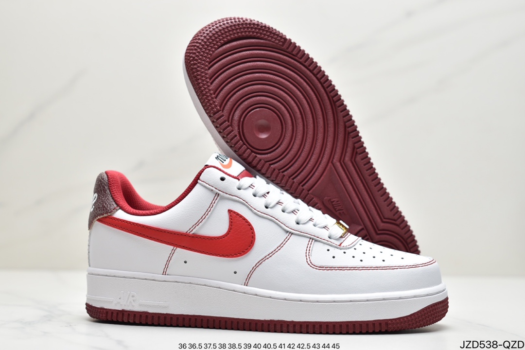 140 耐克Nike Air Force 1 手稿白红 空军一号经典低帮百搭休闲运动板鞋DA8478-101