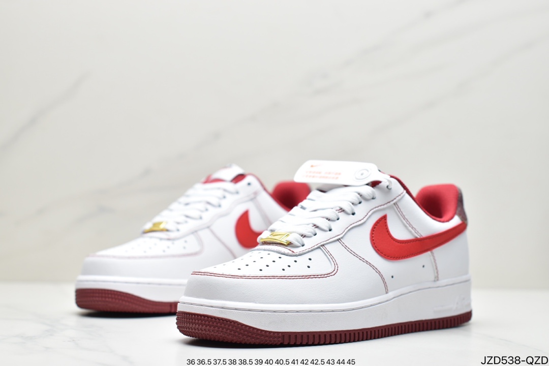 140 耐克Nike Air Force 1 手稿白红 空军一号经典低帮百搭休闲运动板鞋DA8478-101