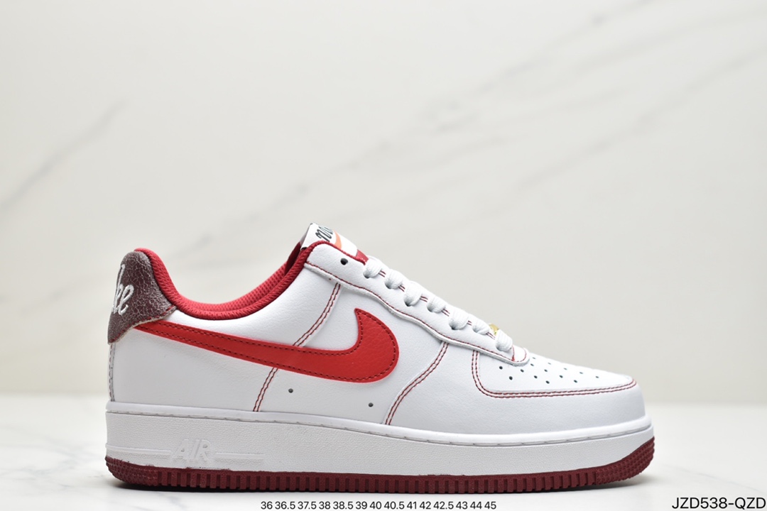 140 耐克Nike Air Force 1 手稿白红 空军一号经典低帮百搭休闲运动板鞋DA8478-101