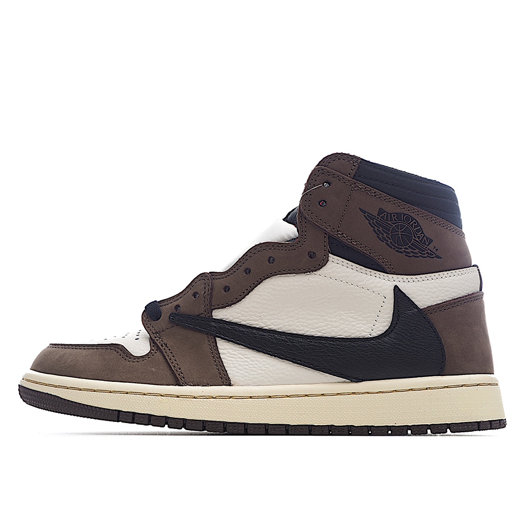 I5 皮料绒感达到最佳Travis Scott x Air Jordan 1 Low AJ1倒勾高帮 Prime Asia原厂厂皮料采购 绒感清晰，高精度后跟鬼脸logo电绣效果 ，完美鞋型 公司裸鞋般工艺 ，中底 背胶 皮料 清洁度 各方面细节秒杀， 原装配件 多次校准 极限还原‼