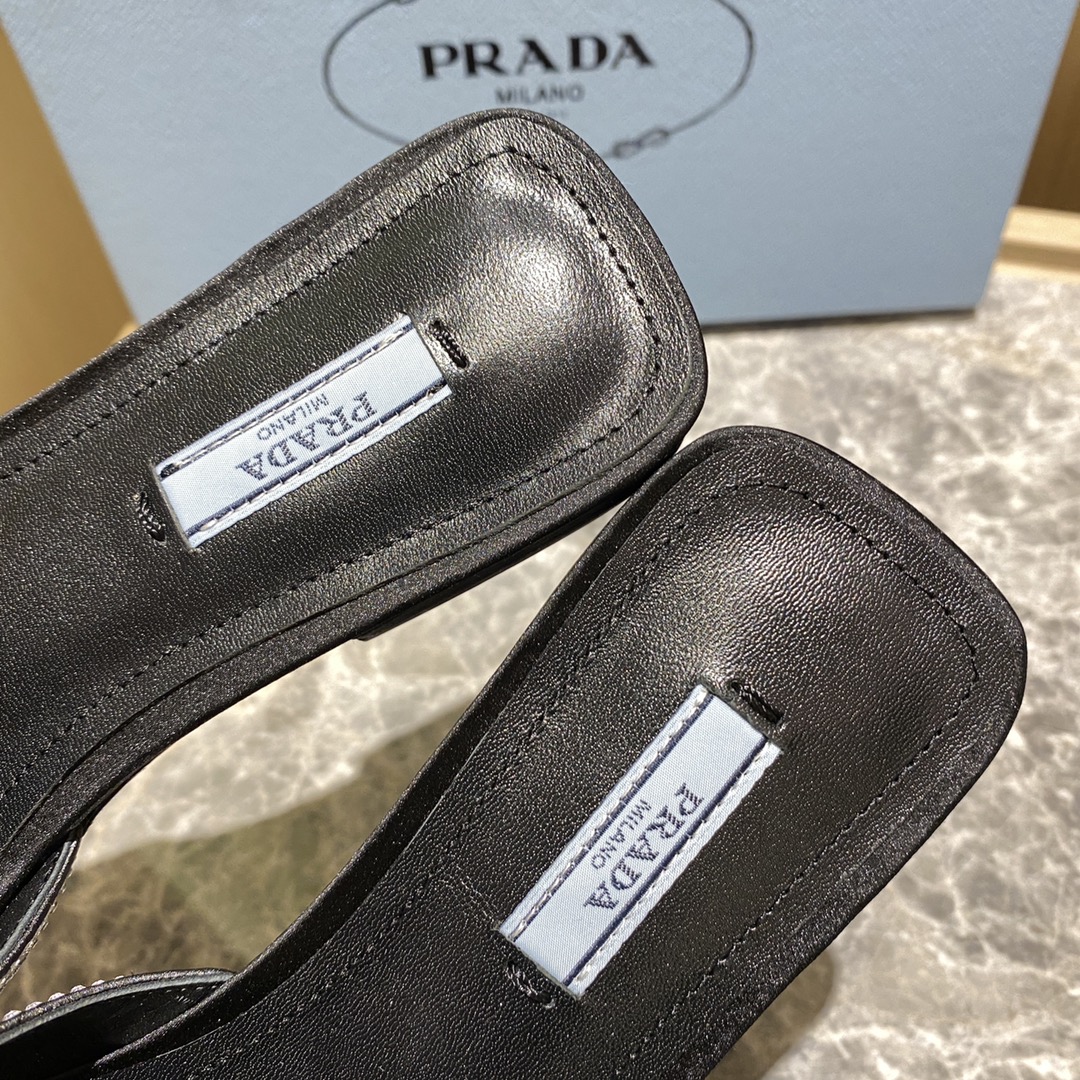 Top del mercado Prada/Prada 2022ss Full Diamonds Collection Brillantes zapatillas planas de punta cu