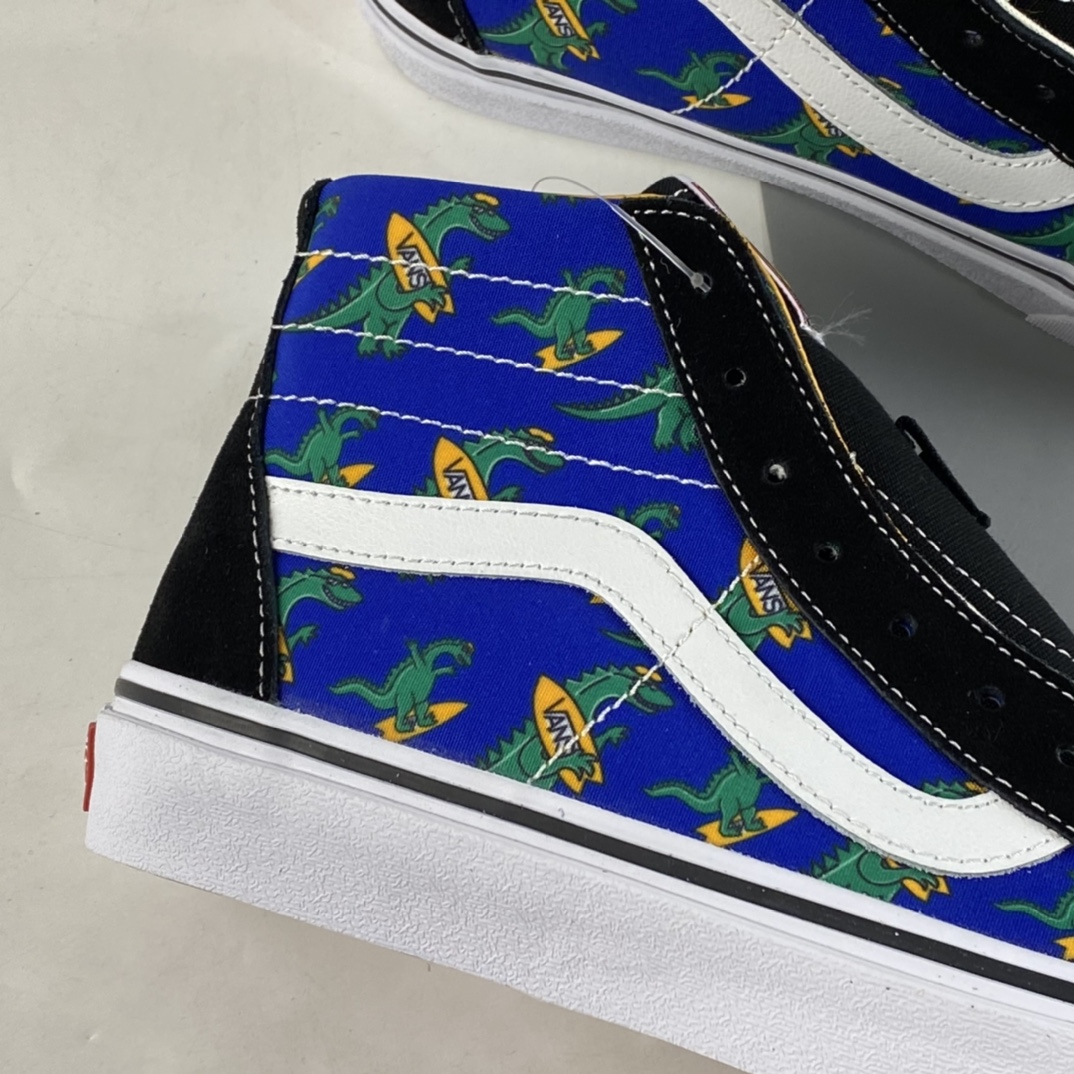P160 Vans Sk8-Hi 克莱因蓝趣味小恐龙半月包头高帮休闲板鞋 VN0A3MVIA5F