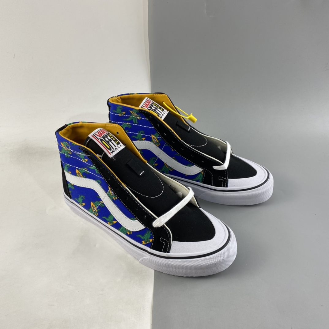 P160 Vans Sk8-Hi 克莱因蓝趣味小恐龙半月包头高帮休闲板鞋 VN0A3MVIA5F