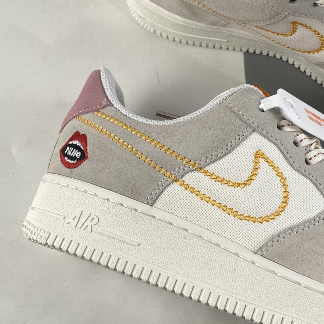 P200  NIKE Air Force 1 Low ”Sail” 口红刺绣 空军一号低帮休闲板鞋 DQ7656-100